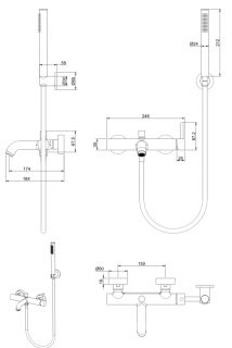 Смеситель для ванны Grocenberg GB8099GL золотой брашированный